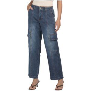 MADDEN GIRL Dark Wash Cargo Denim Jeans